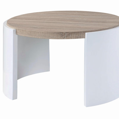 Oak and White High Gloss 1-Drawer Coffee Table