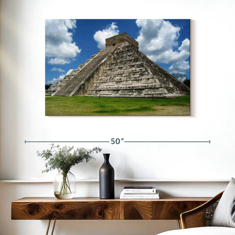 Ancient Mayan Temple, 26" H x 39" W