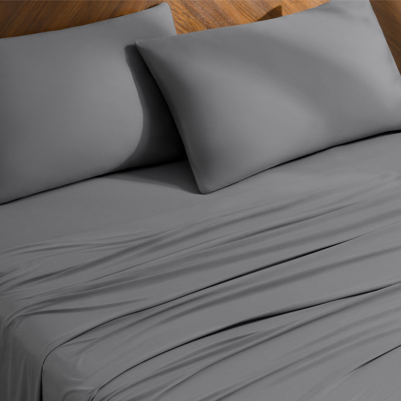 Microfiber Stretch Sheet Set, Gray, King Sheet Set with 2 King Pillowcases