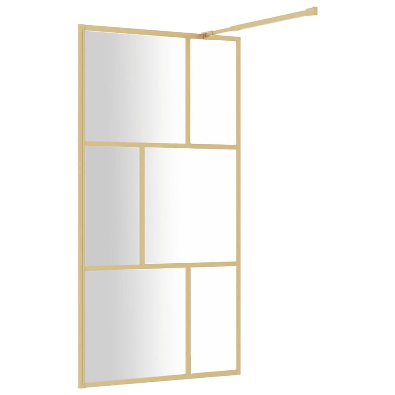 Belfry Walk-in Shower Wall with Clear ESG Glass, Gold, 100cm W