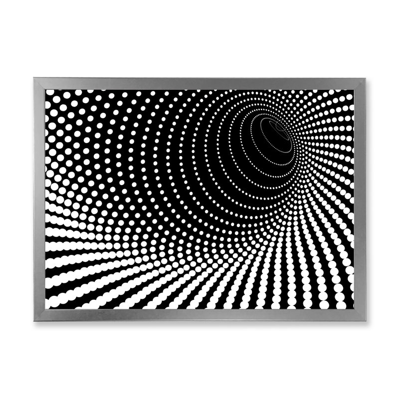 Abstrait vortex noir et blanc - art mural moderne sur toile, H 30 po x l 40 po x P 1,5 po, Cadre photo argenté