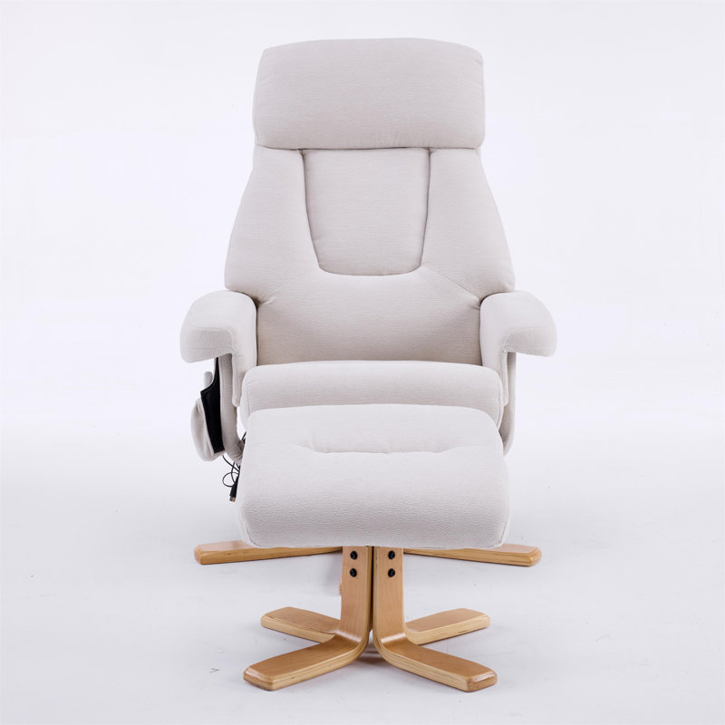 Fauteuil d'appoint pivotant à 360 ° et rembourré en tissu beige