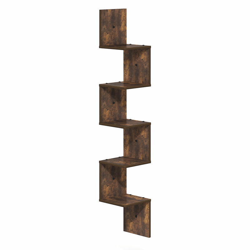 5 Piece Corner Shelf, Amber Pine