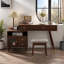 Bureau de coiffeuse 3-en-1 avec miroir basculant éclairé, armoire réglable, tiroirs et tabouret-2110687732