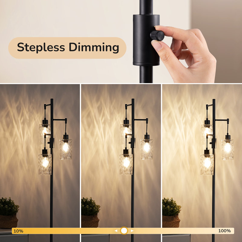 70" Modern Dimmable Tree Floor Lamp With Rotary Switch,3 Bulbs Included