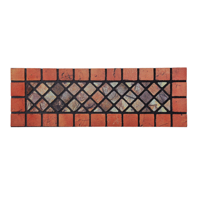 Non-Slip Doormat, Red/Grey
