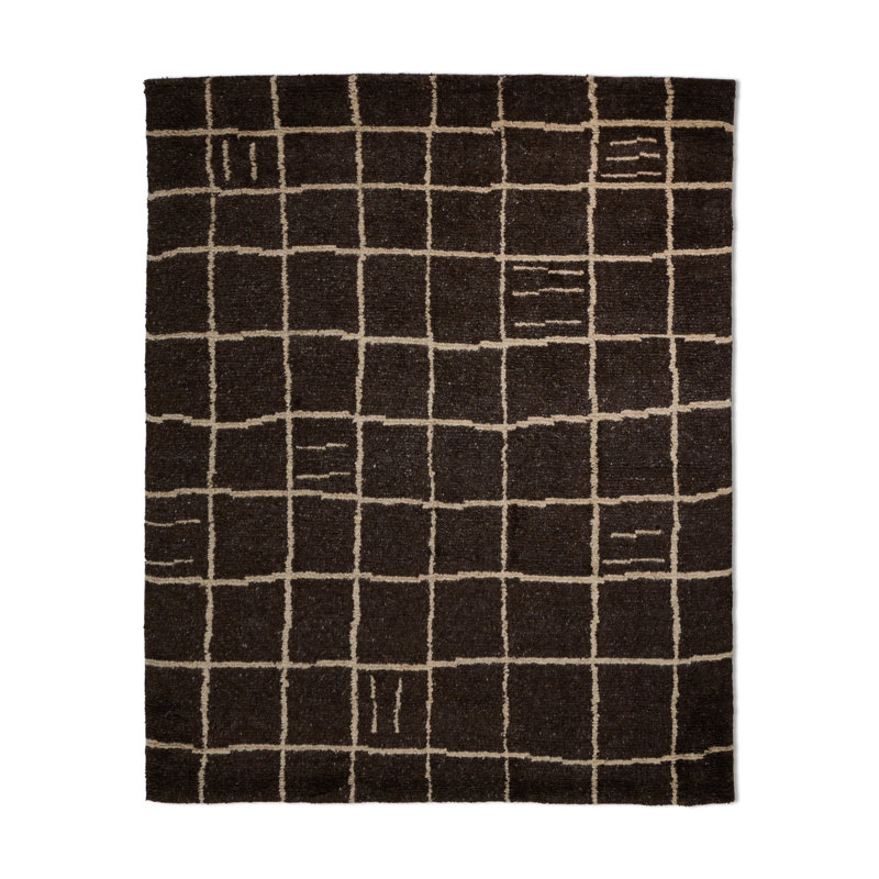 Sumlin Hand Knotted Geometric Area Rug, Sumlin Espresso, Rectangle 8' x 10'