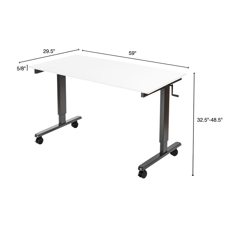 Bureau debout à hauteur ajustable Fontclair, H 32,5 po x l 59 po x P 29,5 po, Blanc brillant / gris anthracite
