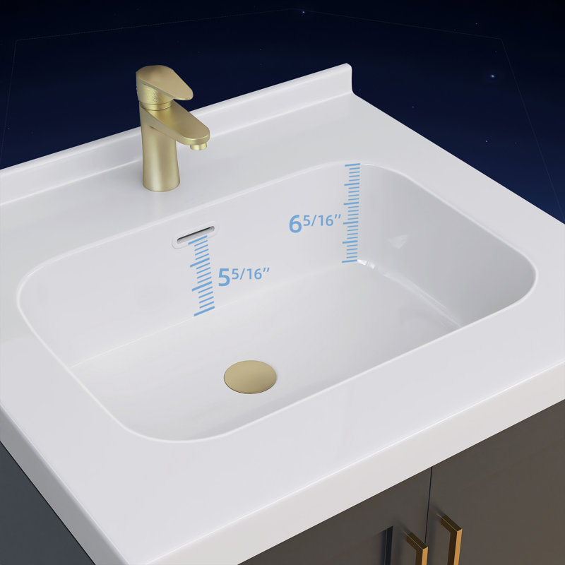 24 po X P 22 po D Comptoir de salle de bain rectangulaire à surface solide avec comptoir et dosseret