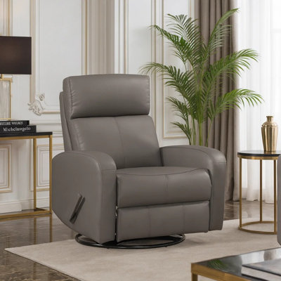 Fauteuil inclinable manuel pivotant avec poignée à tirer Sery, cuir brun Sery