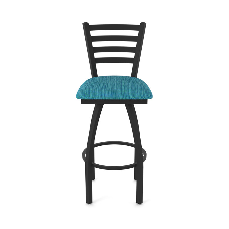 Tabouret pivotant Jackie, Noir froissé, Tabouret de comptoir (siège d'une hauteur de 25 p, Tissu - marée graphique