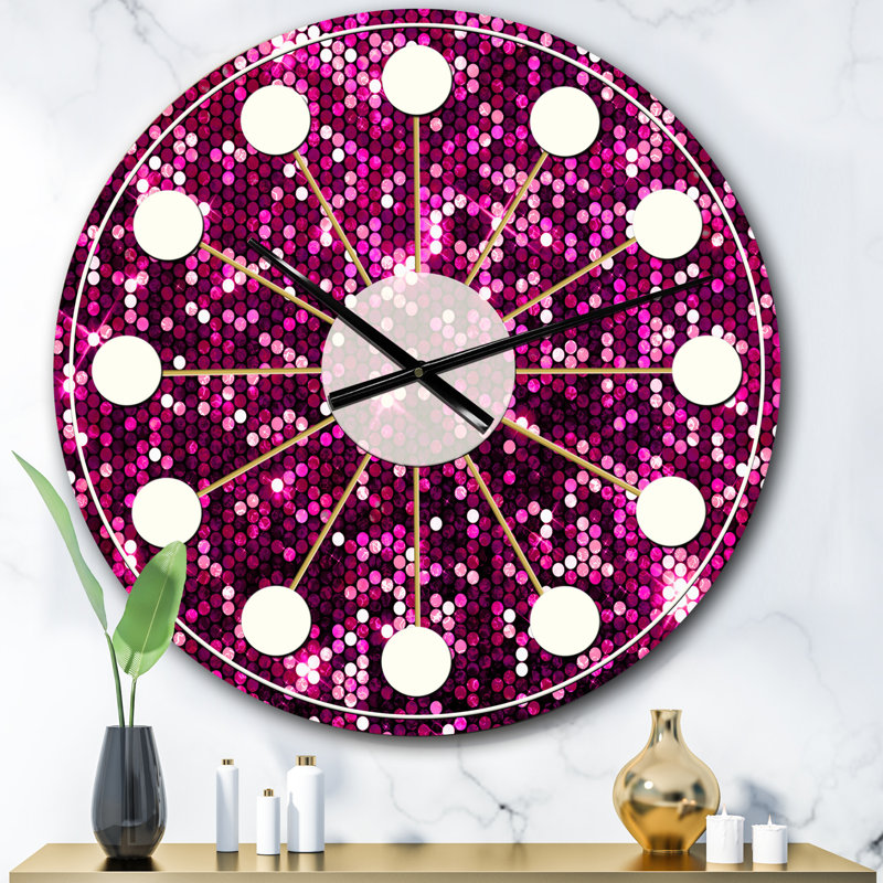 Horloge murale rose Mid-Century, Surdimensionné