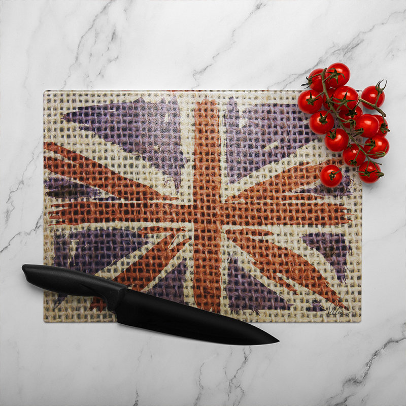 Hessian Jack Glass Chopping Board, 40cm L x 28cm W