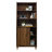 Engineered Wood Mid-Century Modern Wide Bookcase With Storage, Brown