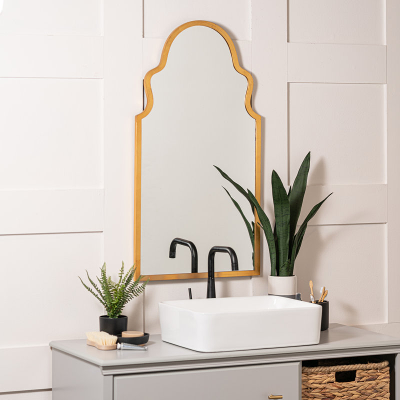 Rosario Arch Metal Mirror, Textured Gold Leaf