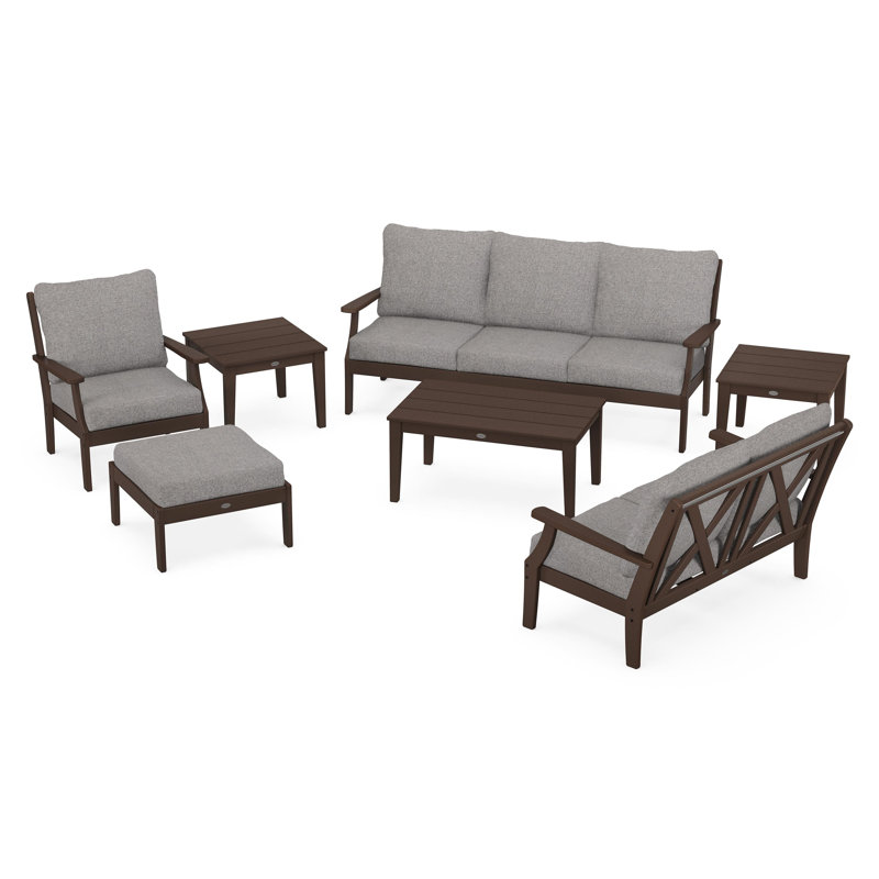 Braxton 7-Piece Deep Seating Set, Grey Mist, Mahogany