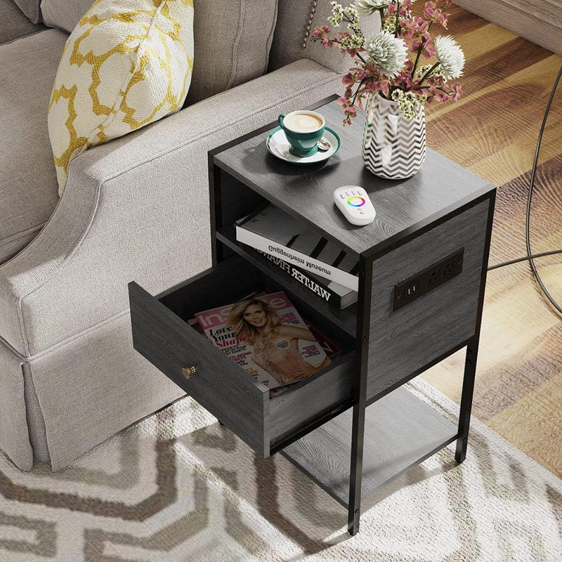 15'' W Metal Nightstand
