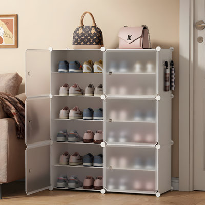 Étagère à chaussures mince avec rangement à 12 niveaux en résine résistante à la poussière