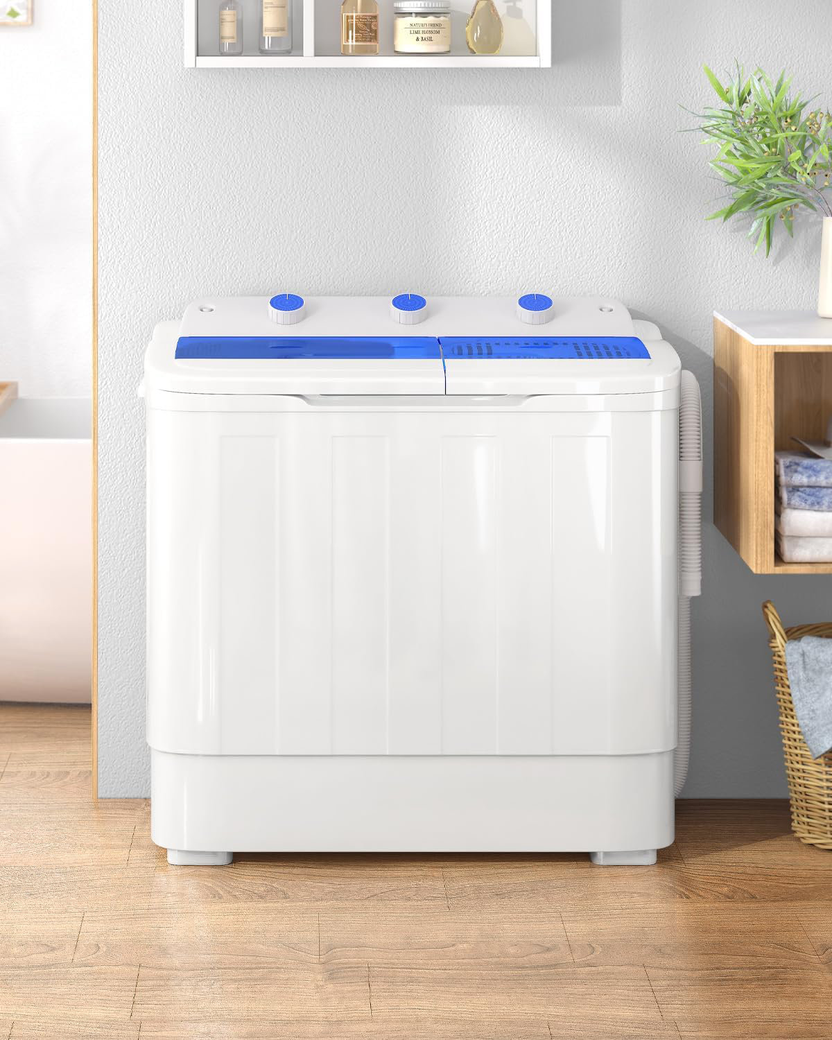 Tabu 26 Lbs. Portable Washing Machine, Mini Twin Tub Wash & Combo For