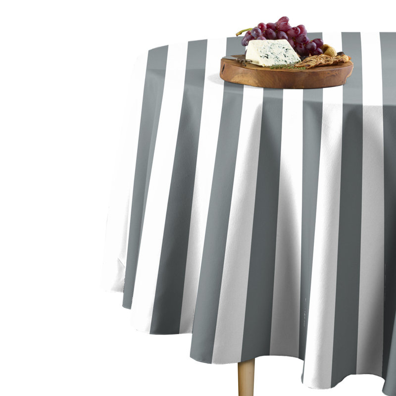 Sam Stripe Tablecloth, 84" L x 84" W, Gray