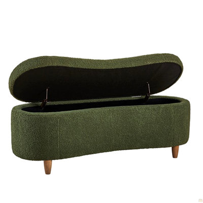 Boucle Flip Top Storage Bench Green See below
