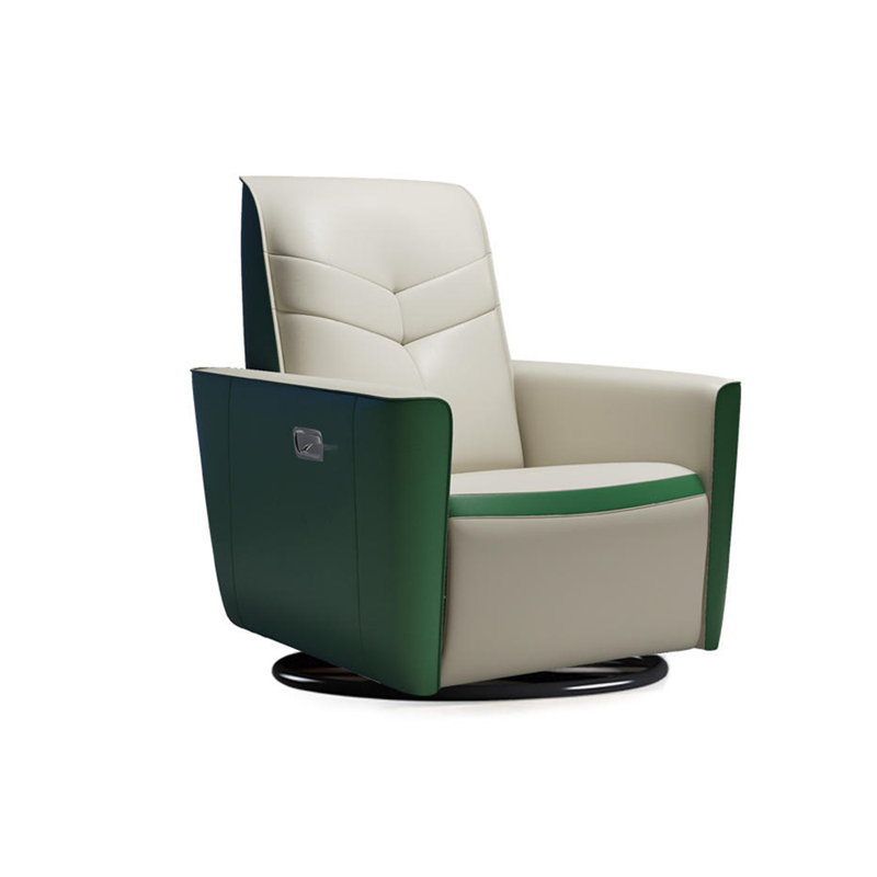 Fauteuil inclinable en similicuir Simmo, Vert / similicuir beige