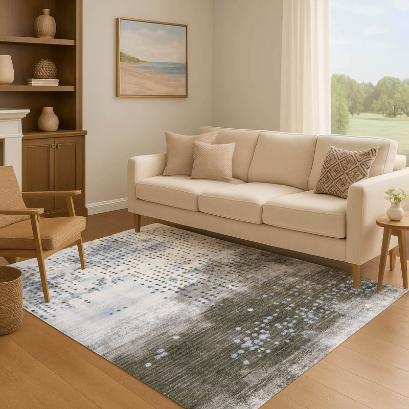 Tapis géométrique de qualité supérieure lavable à la machine Mouton, Rectangle 10 pi x 14 pi