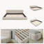 Très grand lit plateforme tapissier avec tête de lit, tissu chenille, beige-1255700180