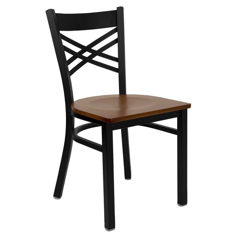 Prompton 'X'' Metal Restaurant Chair, 2, Cherry/Black