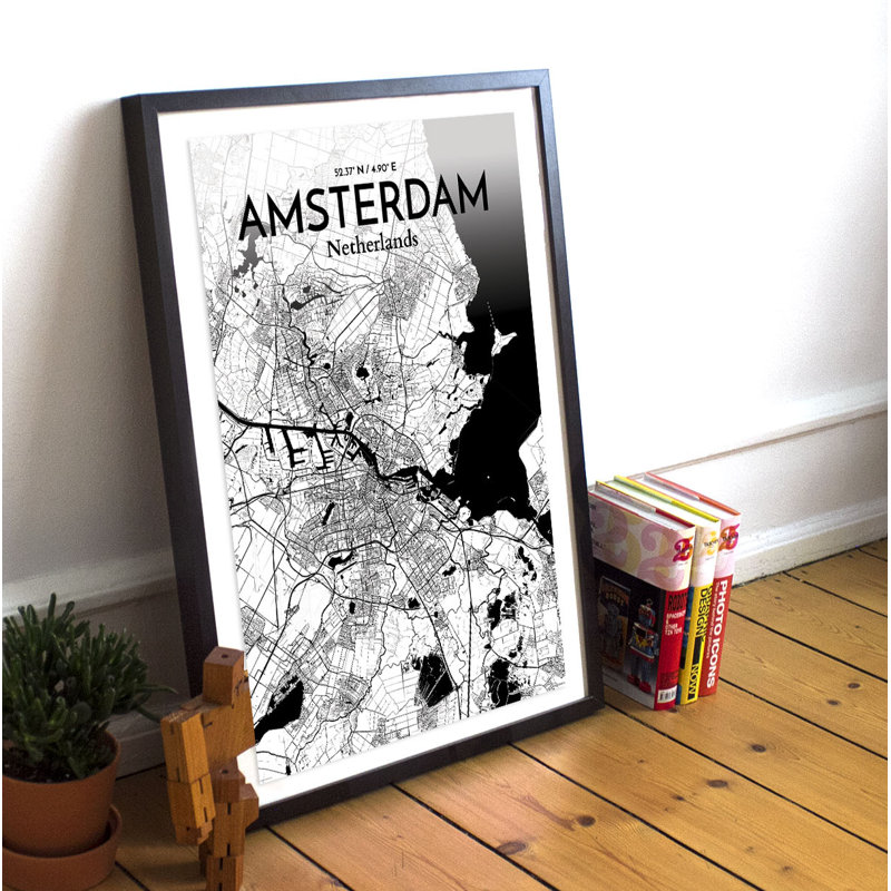 Amsterdam City Map - No Frame Print, 43.2cm H x 27.9cm W x 0.13cm D