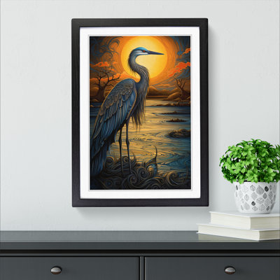 Heron Nouveau - Framed Print