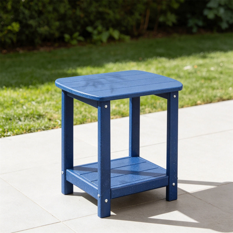 2-Tier Adirondack Outdoor Side Table for Patio & Pool, Weather Resistant