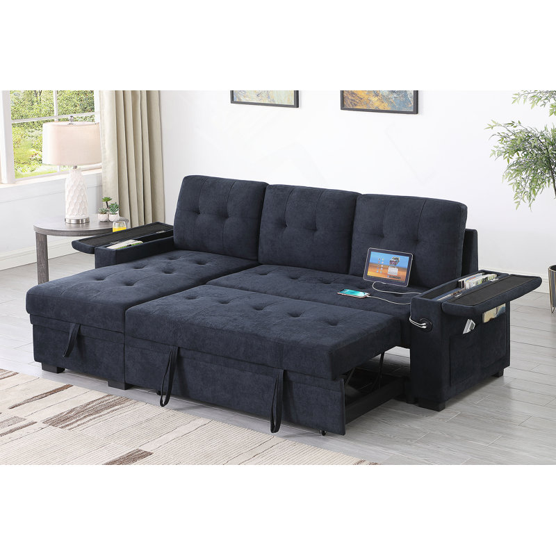 Dark Gray Fabric With Square Arms Sofa
