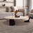 Beige Solid Wood  Round Coffee Table-35977615