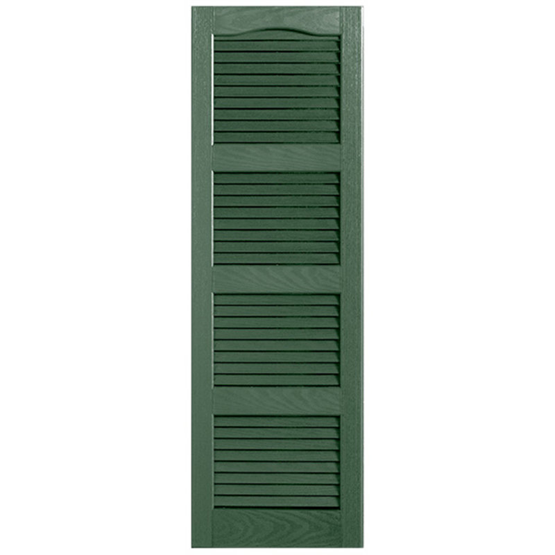 Paire de volets à persiennes cathédrale style quadruple ouverts, 24 po, 15 po, Vert