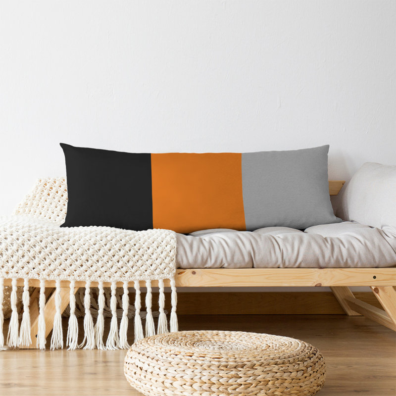 Stripes Medium Polyester/Polyfill Body Pillow, Orange Middle/Silver, Oklahoma Pistol