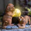 Statue de jardin solaire Playful Puppies