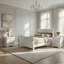 Ensemble de chambre à coucher grand lit, finition blanche, ensemble 2 pièces avec lit, 1 table de chevet-132615631-127337316