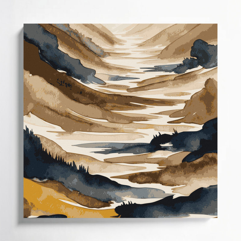 "Watercolor Landscape" 50, art mural sur toile beige, H 16 po x l 16 po