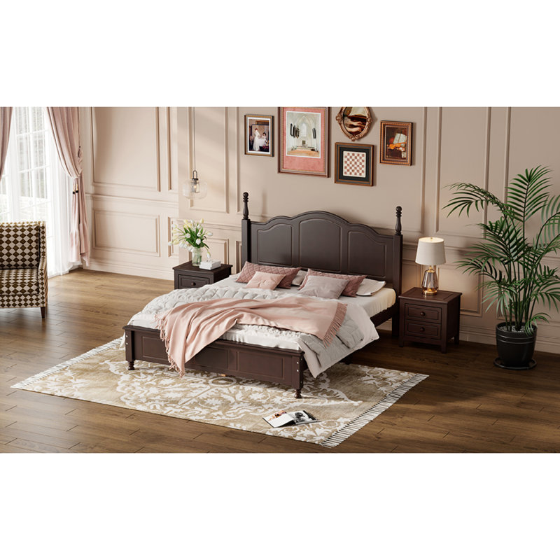 Structure de lit en bois, Noyer, Grand lit