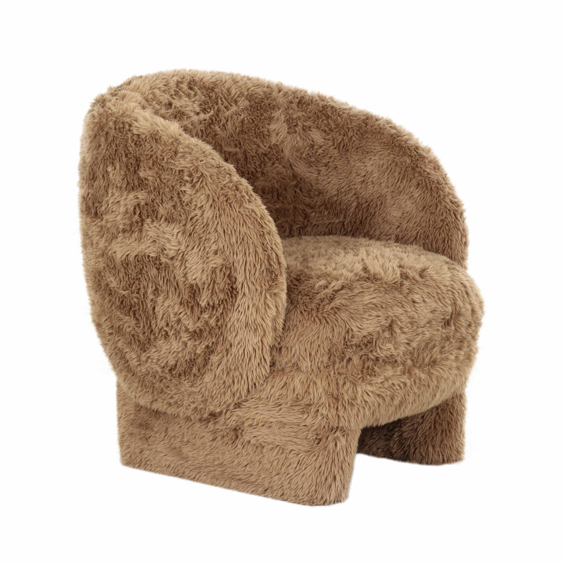 Natural Vegan Shearling Accent Chair, Brown