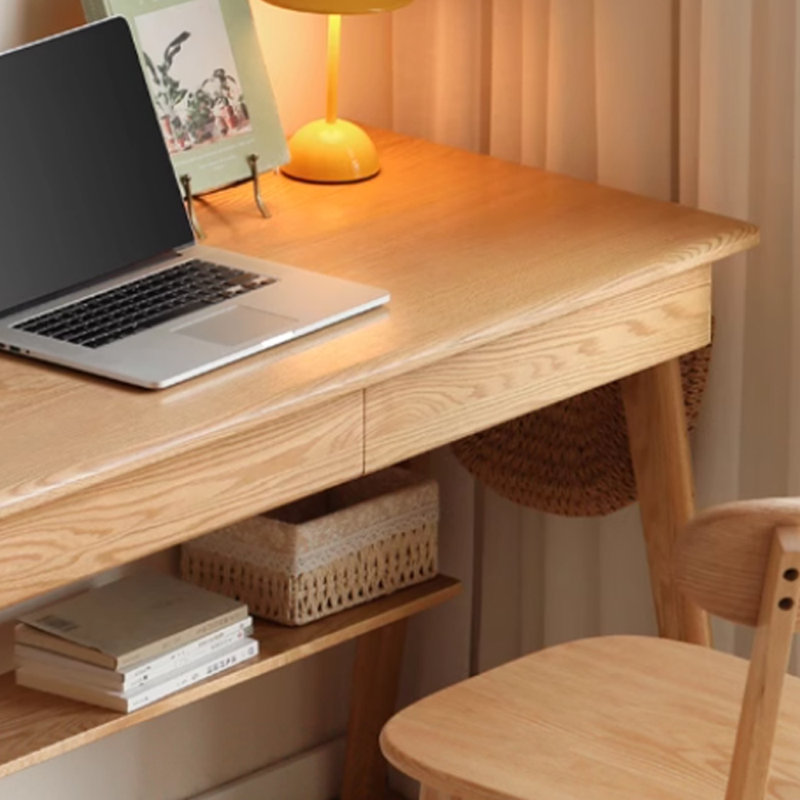 Bureau simple et pratique avec rangement en chêne, H 29,52 po x l 39,37 po x P 19,68 po