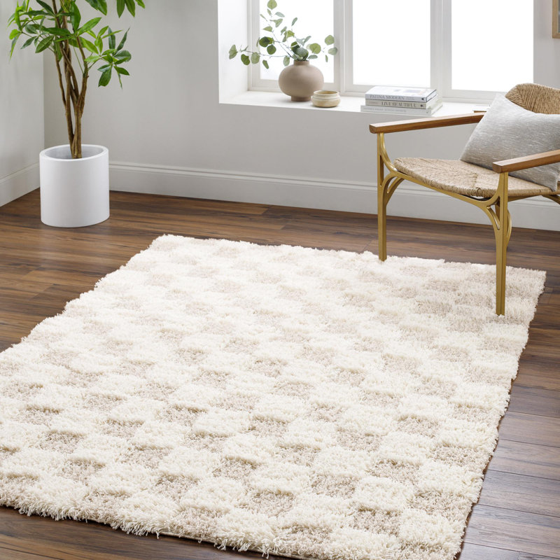 Tapis tissé à la machine en polypropylène crème / beige clair Molly, Rectangle 10 pi x 14 pi