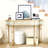 47" Half-Moon Mirrored Console Table With Fluted Glass & Crystal Knob Drawer-1988813146