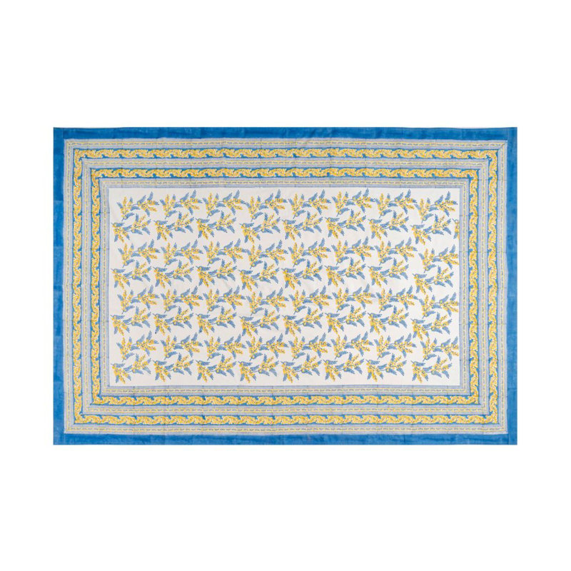 Sebring Tablecloth - Blue & Yellow - 71" x 128", 71" x 128" Rectangular, Blue & Yellow