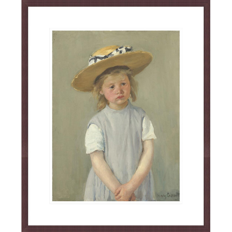 « Enfant au chapeau de paille » de Mary Cassatt – Reproduction giclée encadrée, H 21,75 po x l 17,71 po