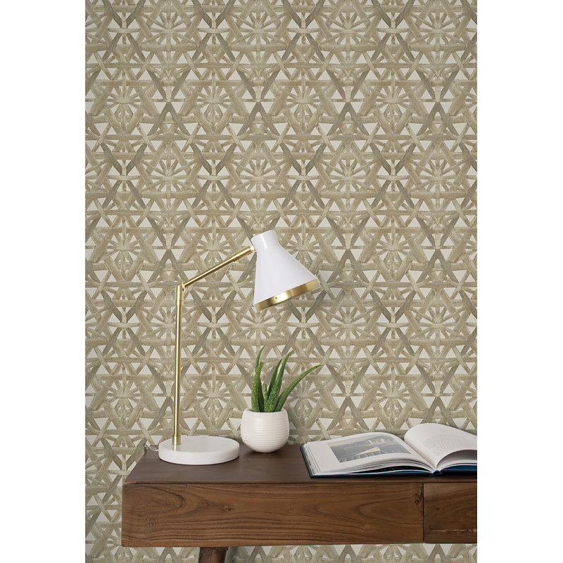Tommy Bahama Rattan Lattice Peel And Stick Wallpaper Roll, Hemp