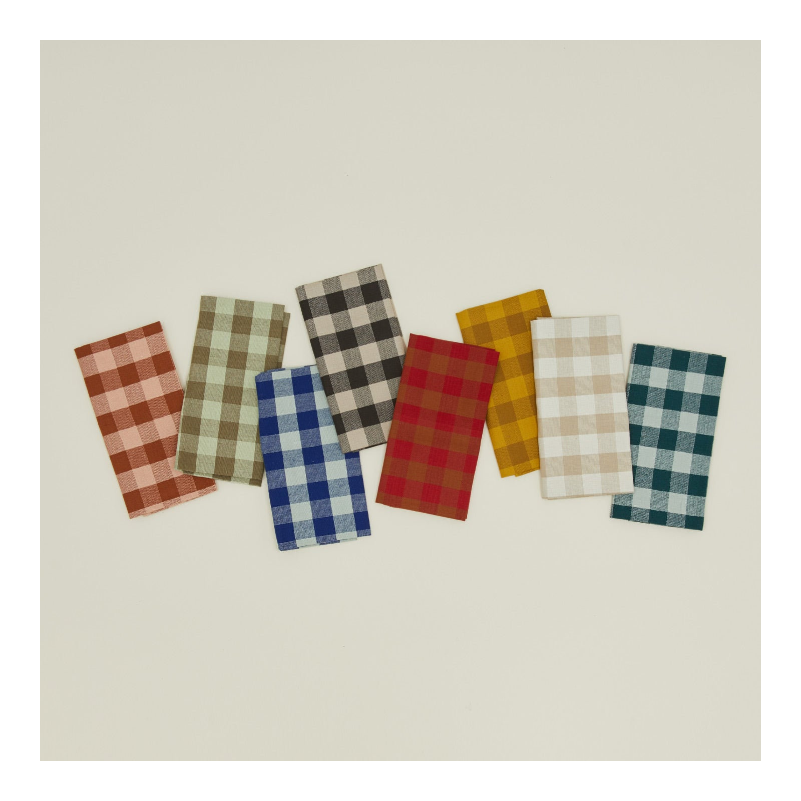 Essential Gingham Dinner Napkins, Sage/Olive