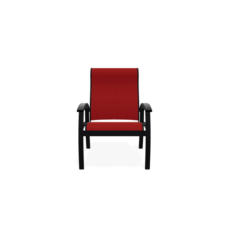 Chaise de patio Askar, Rouge 1D Sunbrella®, Noir, Noir texturé