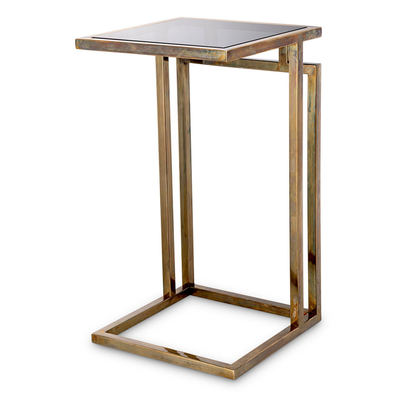 Marcus Glass End Table, Vintage Brass